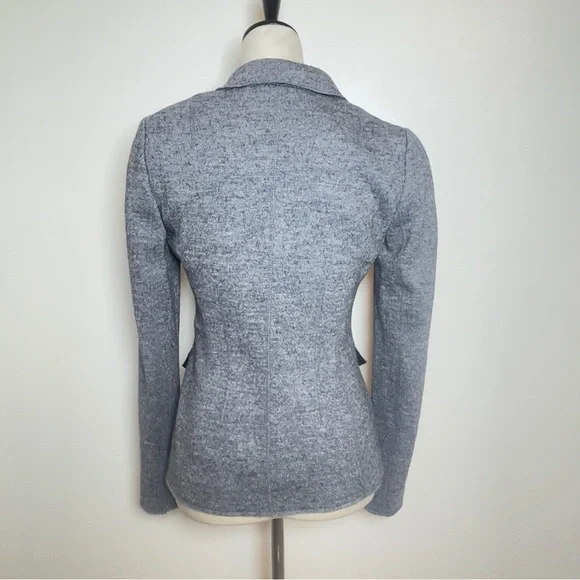 Banana Republic Wool Blend Knit Blazer Size 0 Gray Tailored Career Jacket - Picture 3 of 16